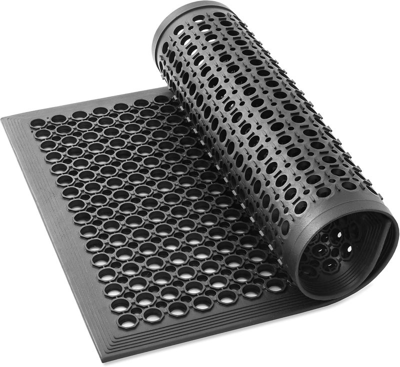 GRIDMANN Rubber Floor Mat, 24" x 36" Anti-Fatigue Drainage Mat, Non-Slip and Grease Resistant for Restaurants, Commercial Kitchens, Bar Floors, Black - Image 3